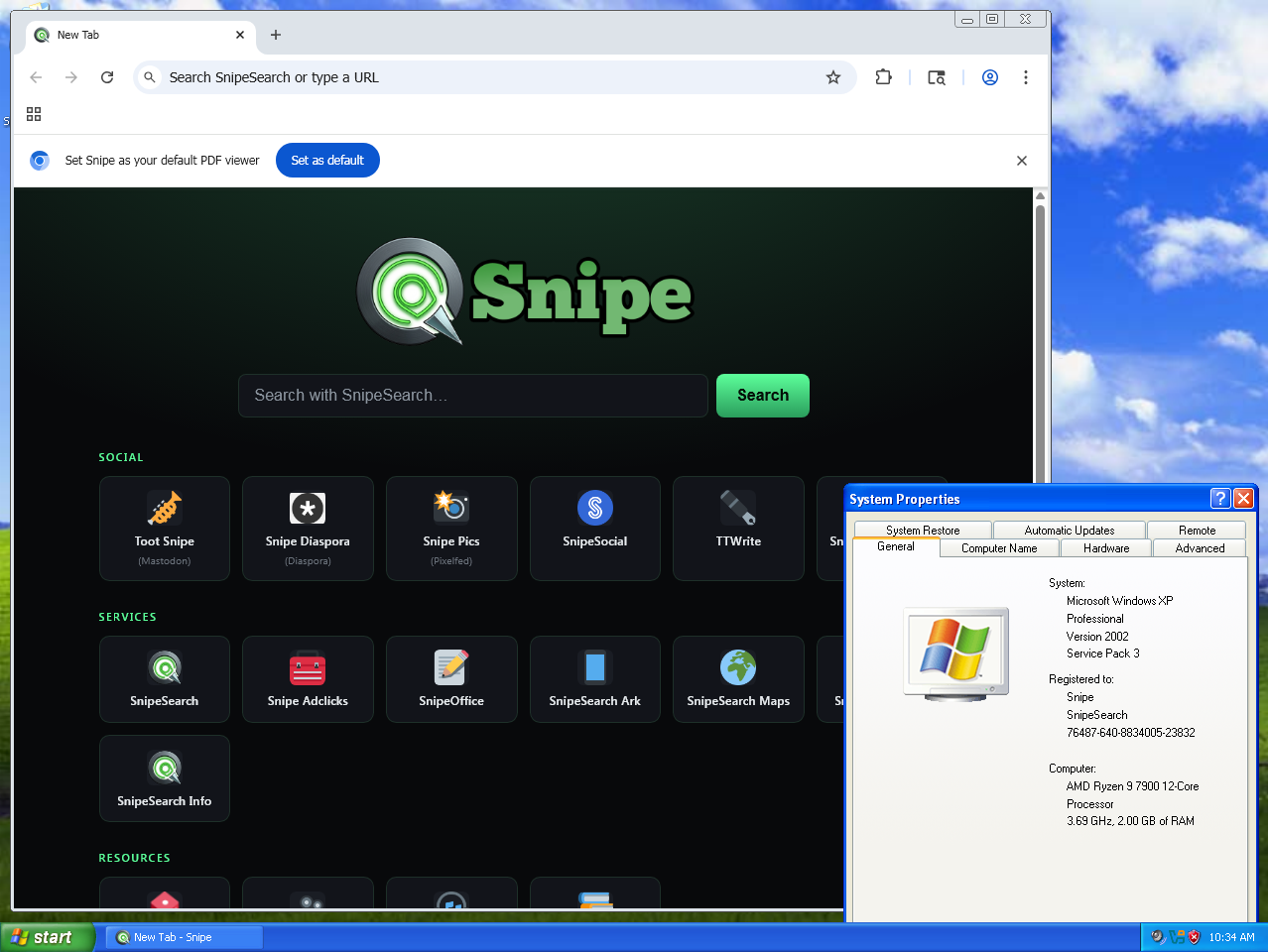 Snipe Browser on Windows XP