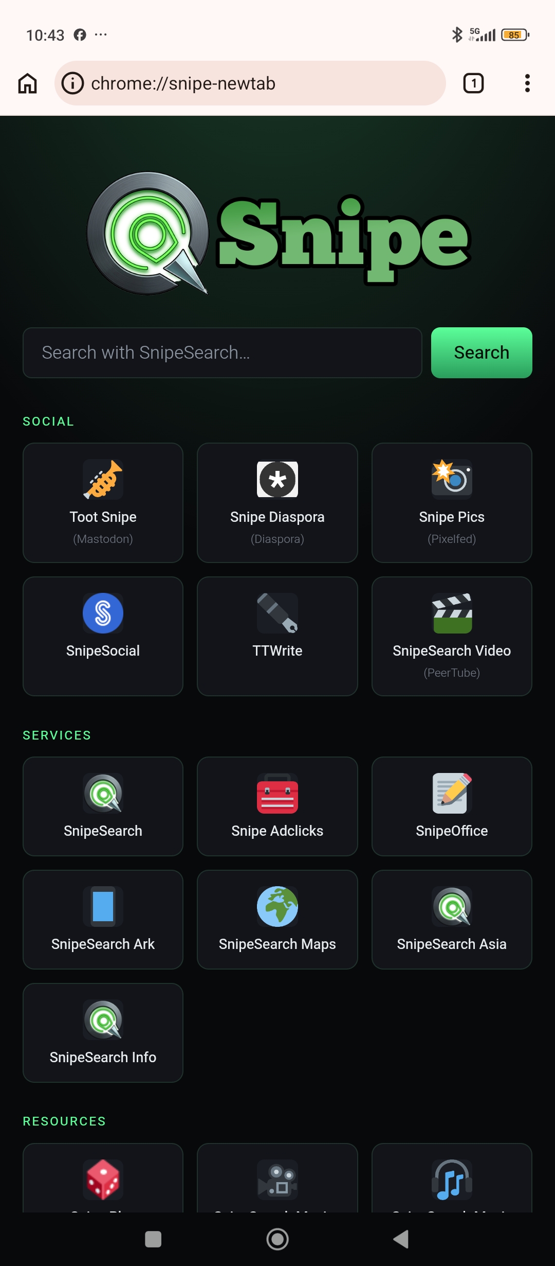 Snipe Browser on Android