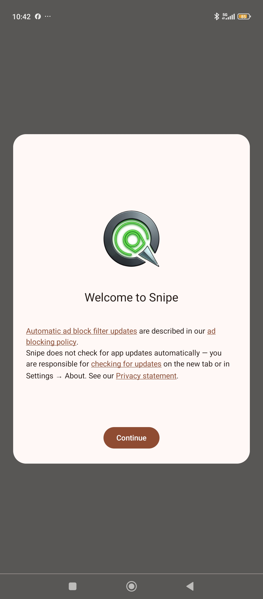 Snipe Browser Android browsing