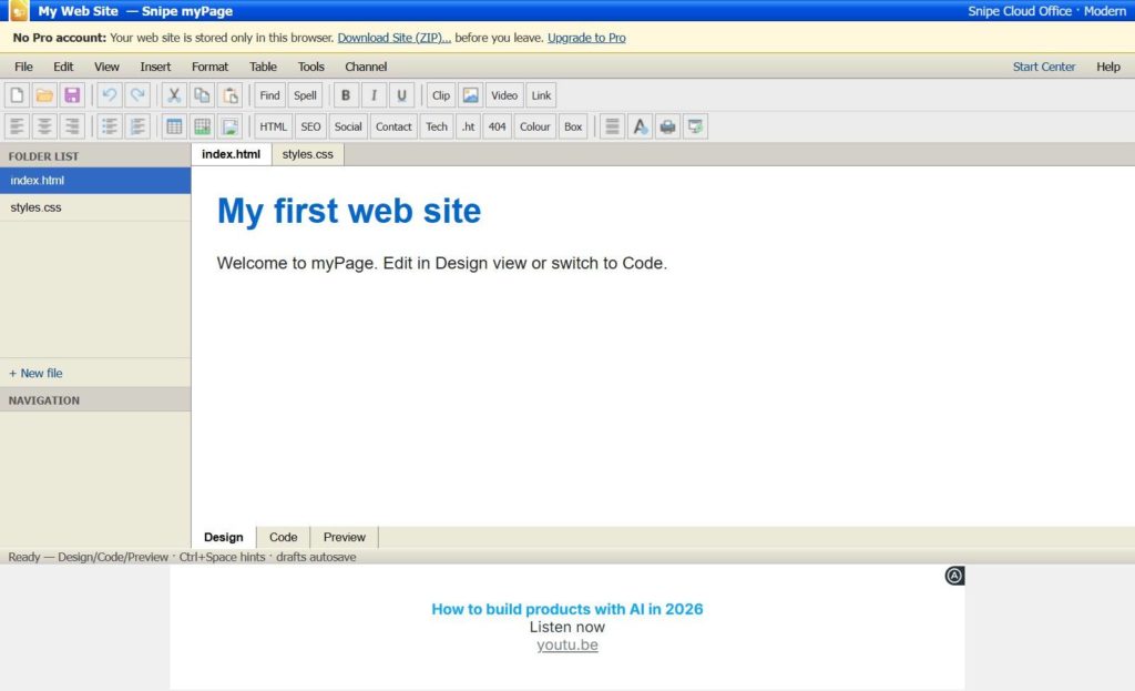 Snipe Cloud Office myPage dashboard